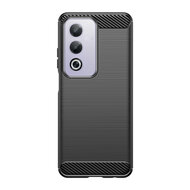 Oppo A80 5G Hoesje - MobyDefend TPU Backcover - Geborstelde Metaal &amp; Carbon-Look - Zwart