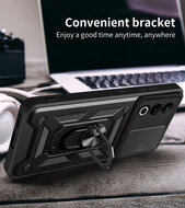 Oppo A80 5G Hoesje - MobyDefend Pantsercase Met Draaibare Ring - Rood