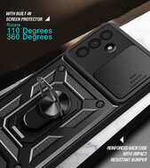 Oppo A80 5G Hoesje - MobyDefend Pantsercase Met Draaibare Ring - Rood
