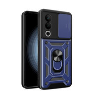 Oppo A80 5G Hoesje - MobyDefend Pantsercase Met Draaibare Ring - Blauw