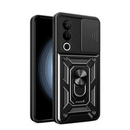 Oppo A80 5G Hoesje - MobyDefend Pantsercase Met Draaibare Ring - Zwart