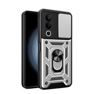 Oppo A80 5G Hoesje - MobyDefend Pantsercase Met Draaibare Ring - Zilvergrijs