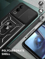 Oppo A80 5G Hoesje - MobyDefend Pantsercase Met Draaibare Ring - Goud