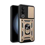 Oppo A80 5G Hoesje - MobyDefend Pantsercase Met Draaibare Ring - Goud