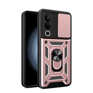 Oppo A80 5G Hoesje - MobyDefend Pantsercase Met Draaibare Ring - Ros&eacute;