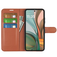 Motorola Moto G75 Hoesje - MobyDefend Kunstleren Wallet Book Case (Sluiting Voorkant) - Bruin