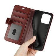 Motorola Moto G75 Hoesje - MobyDefend Wallet Book Case (Sluiting Achterkant) - Bruin
