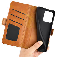 Motorola Moto G75 Hoesje - MobyDefend Luxe Wallet Book Case (Sluiting Zijkant) - Lichtbruin