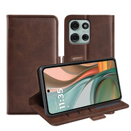 Motorola Moto G75 Hoesje - MobyDefend Luxe Wallet Book Case (Sluiting Zijkant) - Bruin