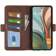 Motorola Moto G75 Hoesje - MobyDefend Luxe Wallet Book Case (Sluiting Zijkant) - Bruin