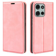 Motorola Moto G75 Hoesje - MobyDefend Luxe Wallet Bookcase (Magnetische Sluiting) - Roze