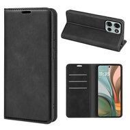 Motorola Moto G75 Hoesje - MobyDefend Luxe Wallet Bookcase (Magnetische Sluiting) - Zwart