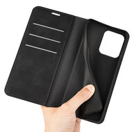 Motorola Moto G75 Hoesje - MobyDefend Luxe Wallet Bookcase (Magnetische Sluiting) - Zwart