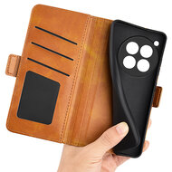 OnePlus 12R Hoesje - MobyDefend Luxe Wallet Book Case (Sluiting Zijkant) - Lichtbruin