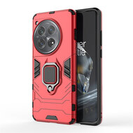 OnePlus 12 Hoesje - MobyDefend Dubbelgelaagde Pantsercase Met Standaard - Rood
