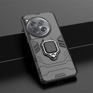 OnePlus 12 Hoesje - MobyDefend Dubbelgelaagde Pantsercase Met Standaard - Zwart