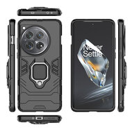 OnePlus 12 Hoesje - MobyDefend Dubbelgelaagde Pantsercase Met Standaard - Zwart