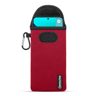 Hoesje voor Xiaomi Redmi Note 13 4G - MobyDefend Neopreen Pouch Met Karabijnhaak - Insteekhoesje - Riemlus Hoesje - Rood