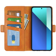 Xiaomi Redmi Note 13 4G Hoesje - MobyDefend Luxe Wallet Book Case (Sluiting Zijkant) - Lichtbruin