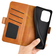 Xiaomi Redmi Note 13 4G Hoesje - MobyDefend Luxe Wallet Book Case (Sluiting Zijkant) - Lichtbruin