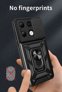 Xiaomi Redmi Note 13 4G Hoesje - MobyDefend Pantsercase Met Draaibare Ring - Zwart