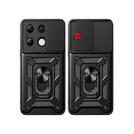 Xiaomi Redmi Note 13 4G Hoesje - MobyDefend Pantsercase Met Draaibare Ring - Zwart