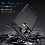 Xiaomi Redmi Note 13 4G Hoesje - MobyDefend TPU Backcover - Geborstelde Metaal &amp; Carbon-Look - Zwart