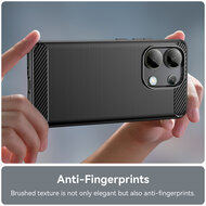 Xiaomi Redmi Note 13 4G Hoesje - MobyDefend TPU Backcover - Geborstelde Metaal &amp; Carbon-Look - Zwart