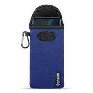Hoesje voor Motorola Edge 50 Fusion - MobyDefend Neopreen Pouch Met Karabijnhaak - Insteekhoesje - Riemlus Hoesje - Blauw