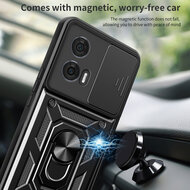 Motorola Edge 50 Fusion Hoesje - MobyDefend Pantsercase Met Draaibare Ring - Zwart
