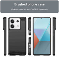 Xiaomi Redmi Note 13 Pro 5G Hoesje - MobyDefend TPU Backcover - Geborstelde Metaal &amp; Carbon-Look - Blauw