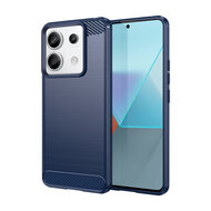 Xiaomi Redmi Note 13 Pro 5G Hoesje - MobyDefend TPU Backcover - Geborstelde Metaal &amp; Carbon-Look - Blauw