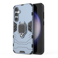 Samsung Galaxy S23 FE Hoesje - MobyDefend Dubbelgelaagde Pantsercase Met Standaard - Blauw