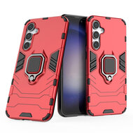 Samsung Galaxy S23 FE Hoesje - MobyDefend Dubbelgelaagde Pantsercase Met Standaard - Rood