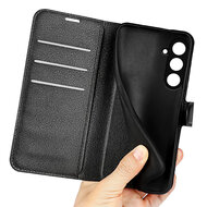 Samsung Galaxy S23 FE Hoesje - MobyDefend Kunstleren Wallet Book Case (Sluiting Voorkant) - Zwart