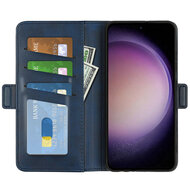 Samsung Galaxy S23 FE Hoesje - MobyDefend Luxe Wallet Book Case (Sluiting Zijkant) - Blauw