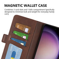 Samsung Galaxy S23 FE Hoesje - MobyDefend Luxe Wallet Book Case (Sluiting Zijkant) - Bruin