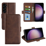 Samsung Galaxy S23 FE Hoesje - MobyDefend Luxe Wallet Book Case (Sluiting Zijkant) - Bruin