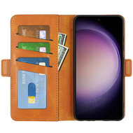 Samsung Galaxy S23 FE Hoesje - MobyDefend Luxe Wallet Book Case (Sluiting Zijkant) - Lichtbruin