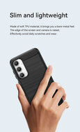 Samsung Galaxy S23 FE Hoesje - MobyDefend TPU Backcover - Geborstelde Metaal &amp; Carbon-Look - Zwart