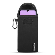 Hoesje voor Samsung Galaxy A15 - MobyDefend Neopreen Pouch Met Karabijnhaak - Insteekhoesje - Riemlus Hoesje - Zwart