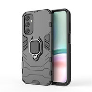Samsung Galaxy A15 Hoesje - MobyDefend Dubbelgelaagde Pantsercase Met Standaard - Zwart