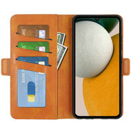 Samsung Galaxy A15 Hoesje - MobyDefend Luxe Wallet Book Case (Sluiting Zijkant) - Lichtbruin