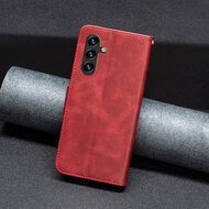 Samsung Galaxy A15 Hoesje - MobyDefend Wallet Book Case Met Koord - Rood