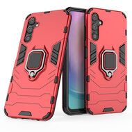 Samsung Galaxy A25 Hoesje - MobyDefend Dubbelgelaagde Pantsercase Met Standaard - Rood
