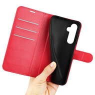 Samsung Galaxy A25 Hoesje - MobyDefend Kunstleren Wallet Book Case (Sluiting Voorkant) - Rood