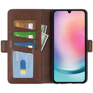 Samsung Galaxy A25 Hoesje - MobyDefend Luxe Wallet Book Case (Sluiting Zijkant) - Bruin