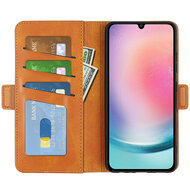 Samsung Galaxy A25 Hoesje - MobyDefend Luxe Wallet Book Case (Sluiting Zijkant) - Lichtbruin
