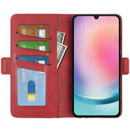 Samsung Galaxy A25 Hoesje - MobyDefend Luxe Wallet Book Case (Sluiting Zijkant) - Rood
