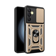 Samsung Galaxy A25 Hoesje - MobyDefend Pantsercase Met Draaibare Ring - Goud